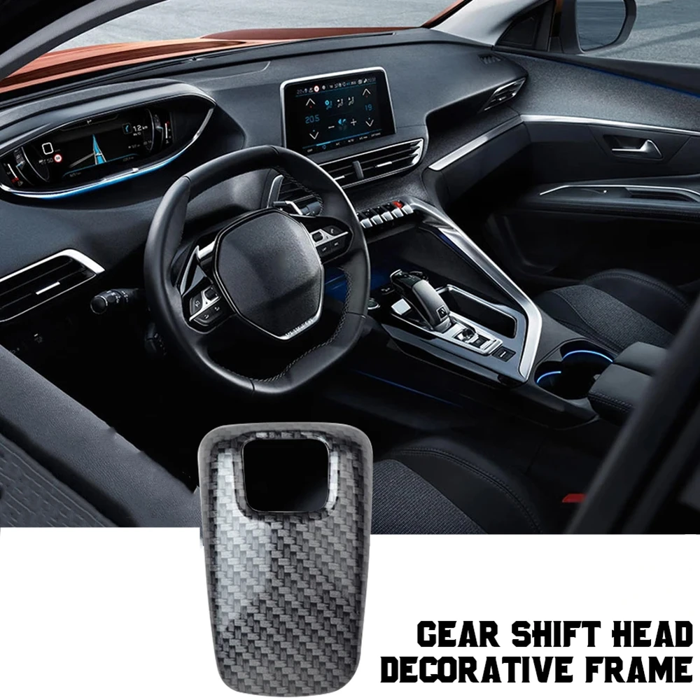 

Car Styling Gear Shift Knob Gear Head Cover Stickers ABS Carbon Fiber Trim Accessories for Peugeot 3008 GT 2017 2018 2019 2020