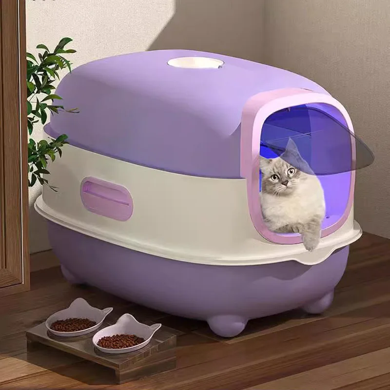 모던하고 심플한 고양이 변기, 초대형 사이즈 탈취, 고양이 쓰레기 트레이, 고양이 쓰레기통, LVBK 살균, 애완 동물 제품