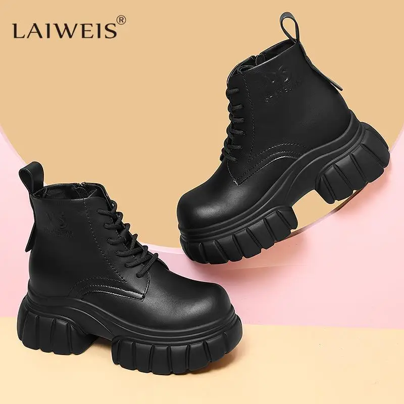 

Platform black Martin boots 2023 autumn winter new British style increase height short boots versatile lightweight women boots