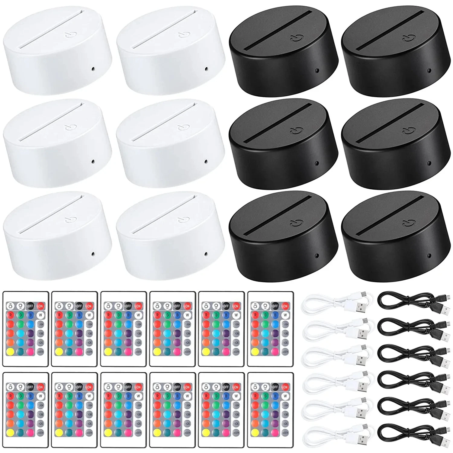 2/4/6/8/10/12 Pcs LED Lamp Base Table 3D Night Light Base With Remote Control And USB Cable 16 Colors Light Stand Wholesale 2