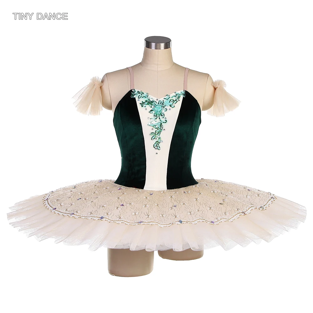 

Green Velver Professional Ballet Dance Tutu 7 Layers Ivory Tutu Skirt Adult Girls Ballerina Tutus Stage Show Costume BLL546