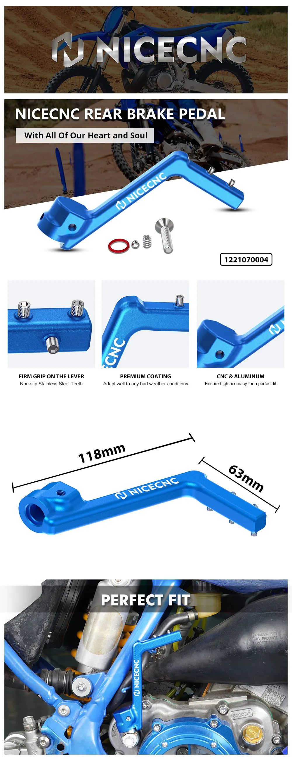 NICECNC Für Yamaha YZ85 YZ 85 2002-2018 Motorrad Aluminium Kickstarterhebel Pedal 2017 2016 2015 2014 5PA-15620-01-00 – Detail 1