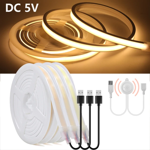 Tira de luces LED COB regulable de 12V, cinta Flexible de alta densidad,  284, 528 LED, cuerda lineal, cinta suave COB RA 90