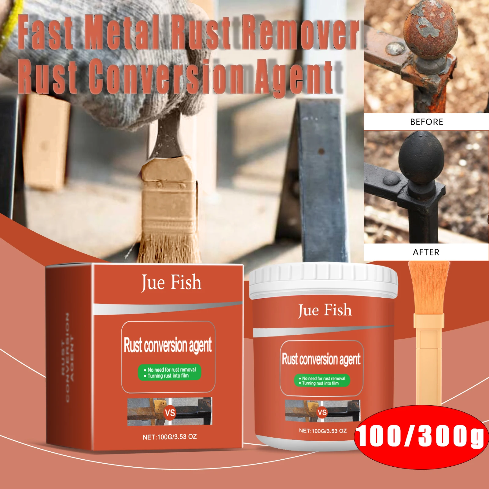 Інгібітор іржі з фарбою із щіткою Засіб для видалення іржі Засіб для видалення іржі Ремонт іржі Антикорозійний металевий залізний порошок Очищення Догляд за автомобілем