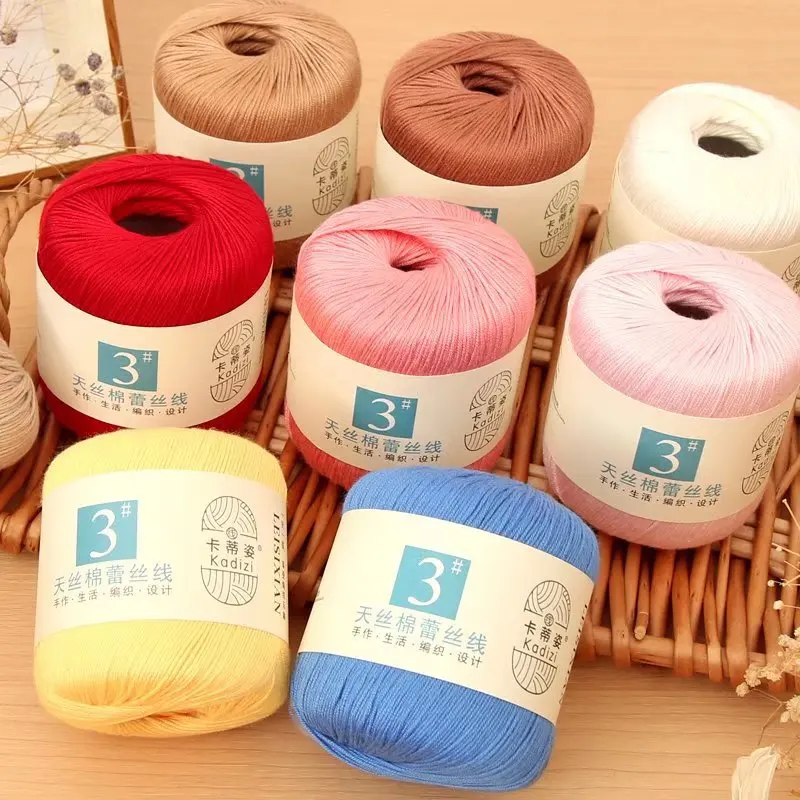 Cotton Bud Silk Thread Diy Material Bag Of Hand Woven Hollow Medium And Fine Wool Matte Multicolor Knitted Yarn