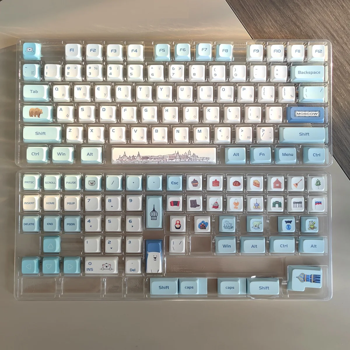 Maimooo-keycap Russo Estilo Moscovita Xda Bpt 128 Teclas Branco Azul Marco Russo Edifício para Teclado Mecânico Tampa de Teclas - Imagem 5