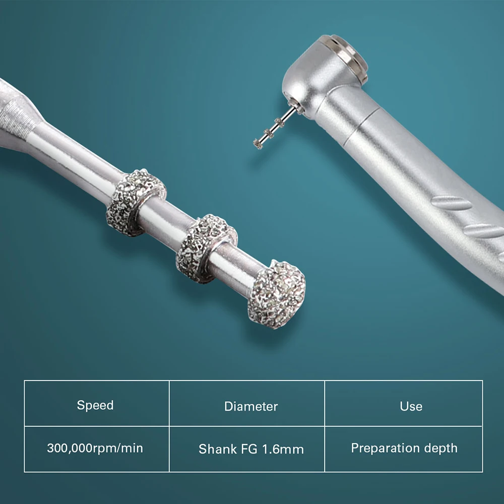 AZDENT 10 Stück/Box Dental FG Diamantbohrer für Hochgeschwindigkeits-Handstücke VP-21 Tiefenmarkierung 1,6 mm mittlere Körnung Polierer Zahnmedizinische Werkzeuge – Detail 3