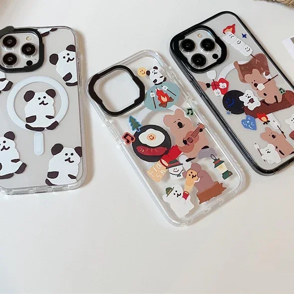 MagSafe Acrylic Cartoon Bear Phone Case Cover for IPhone 11 12 13 14 15 Pro Max Case for IPhone 15 Pro Max