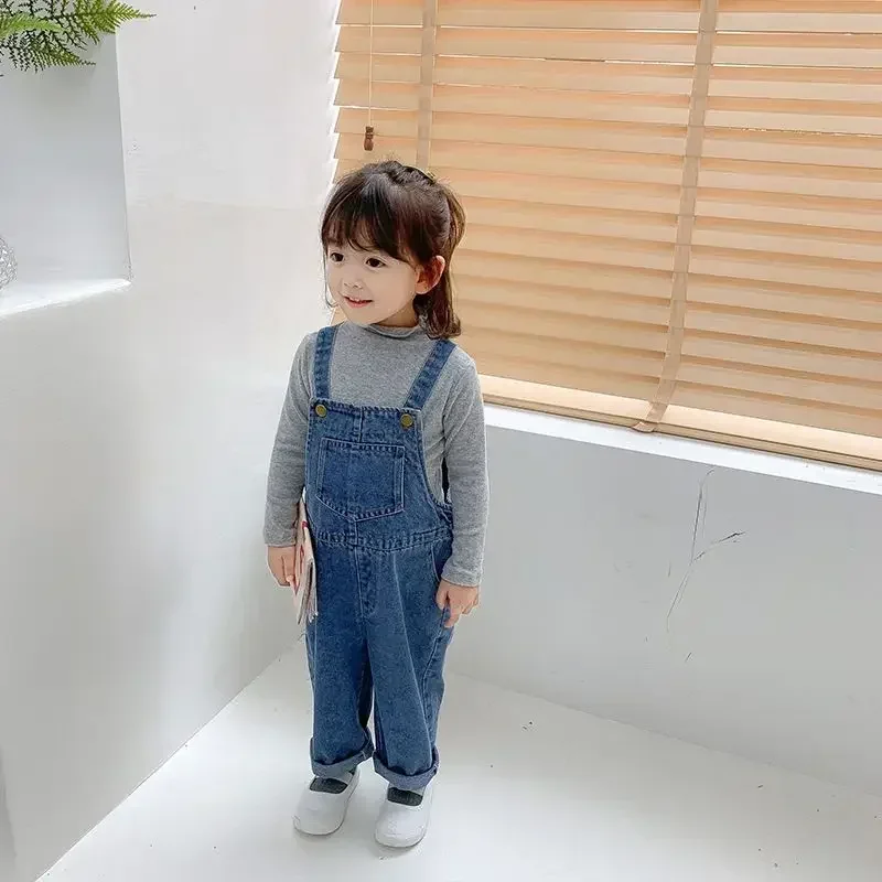 Summer Denim Baby Girl Boy Overalls Solid Jeans Jumpsuit Pocket Children Casual Loose Rompers Blue Kids Overalls Outfits children overalls pants kids outfits