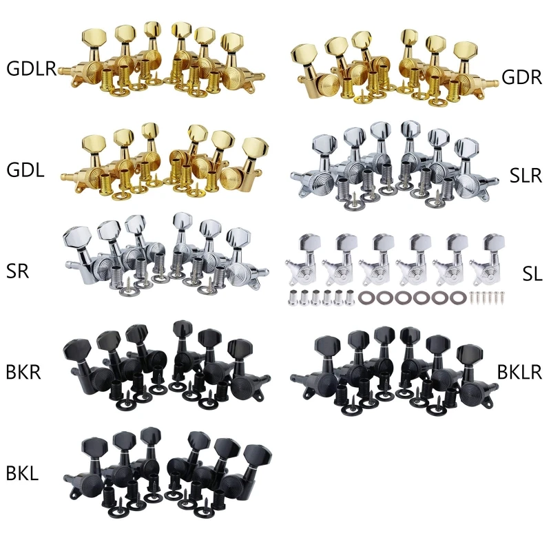 

6Pcs 6R/6L/3R+3L Guitar Locking Tuners, 1:18 Lock String Tuning for Key Pegs Machine Heads for LP SG Style Electric Guit