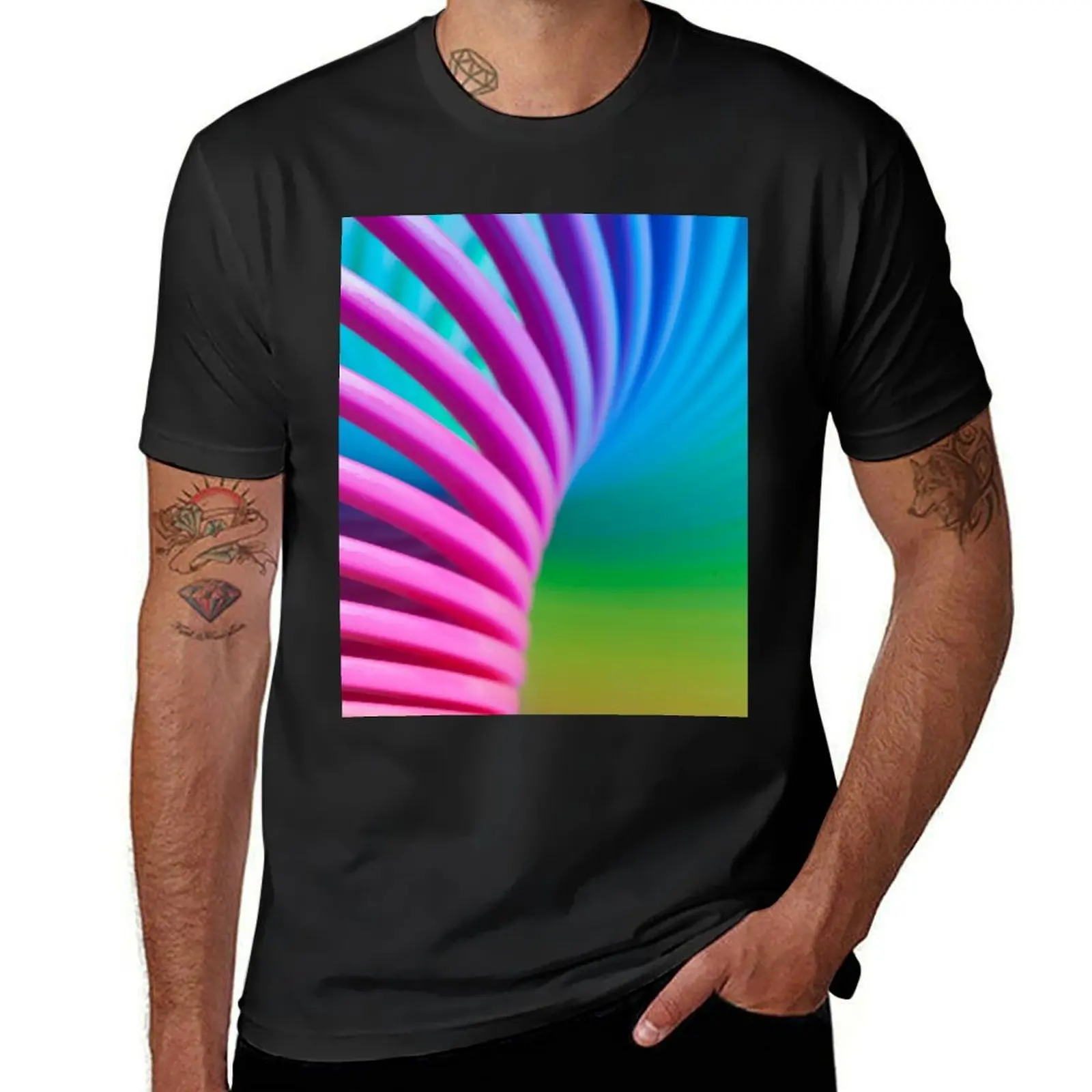 

Rainbow Slinky 10 T-Shirt blacks hippie clothes plus sizes Men's t shirts