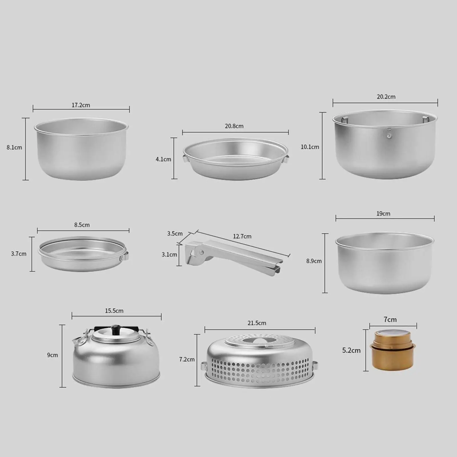 Camping Cookware Set Lightweight Portable Gear Compact Cooking Gear Pot and Pan Frying Pan for Camp Picnic Backpacking Hiking