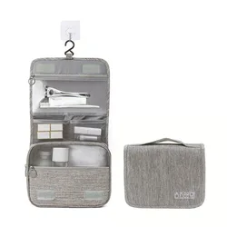 Versatile Hanging Travel Cosmetic Toiletry Bag - Large Capacity Organizer (Gray)