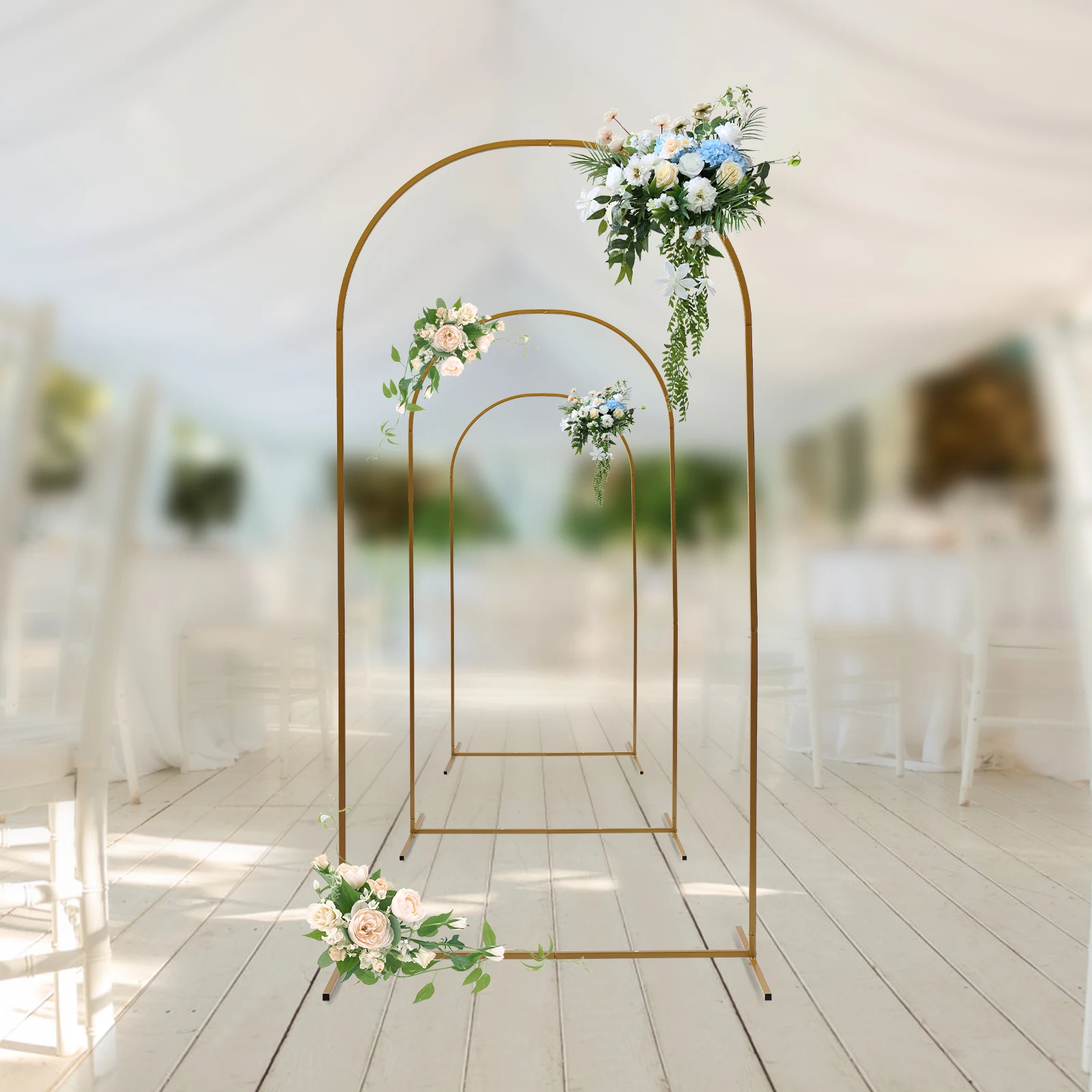3Pcs Wedding Arch Backdrop Stand Set Flower Display Stand Metal 1.8/2.0/2.2M for Wedding Ceremony Birthday Party Decoration