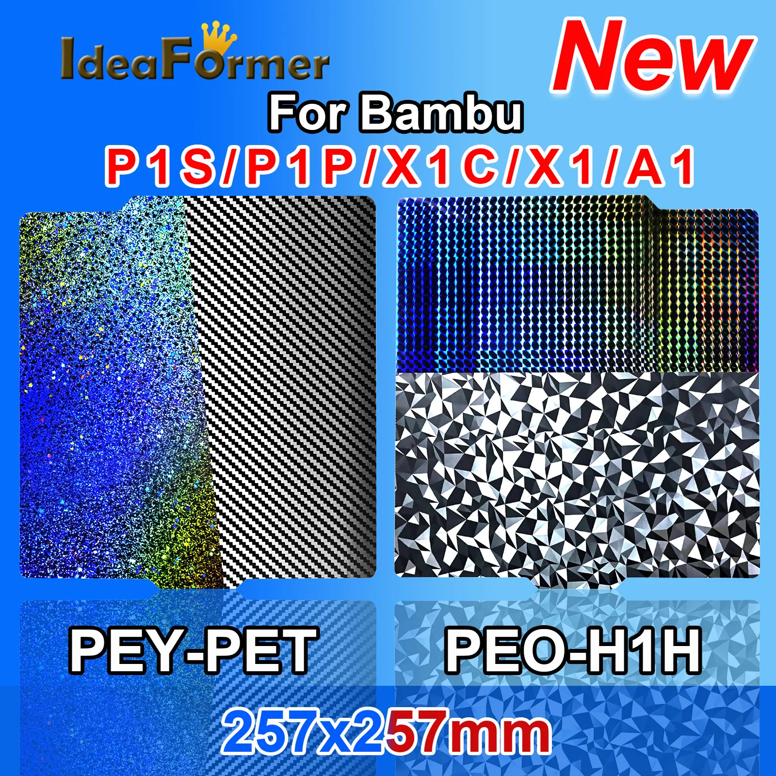 

Сборная пластина PEO PET для Bambu Lab x1 P1S P1P, гладкая двухсторонняя листовая сталь H1H PEY для Bambulabs X1C A1
