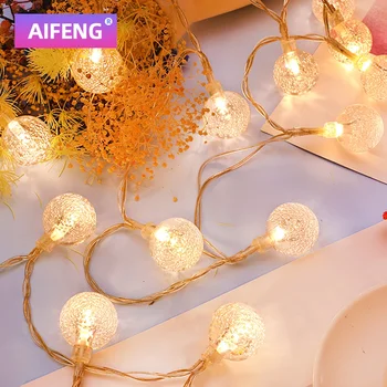AIFENG LED 스트링 조명, 요정 버블 볼 램프, 휴일 조명, 화환 배터리, USB 실내 크리스마스 웨딩 장식