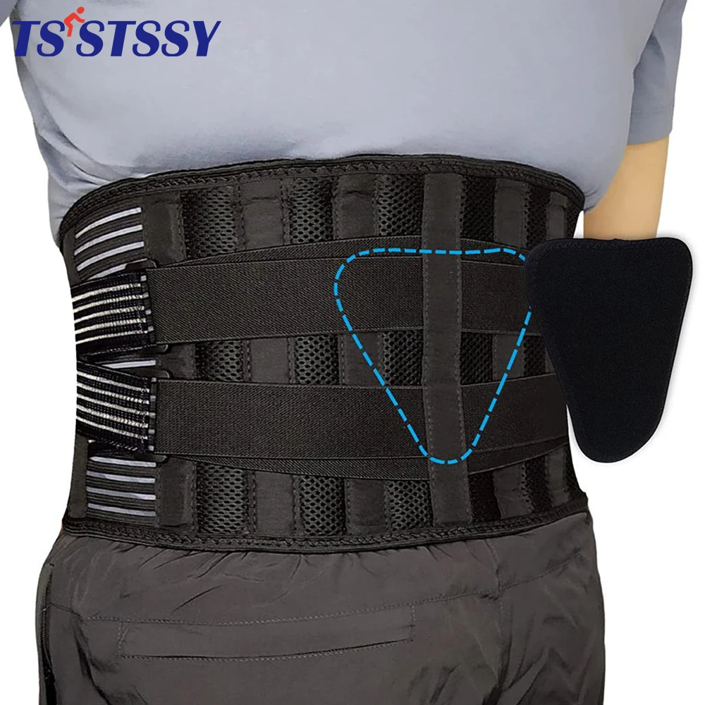 Adjustable Lower Back Brace Waist Support Belt Breathable Lumbar Wrap with  6 Stay for Back Pain Relief,Herniated Disc,Scoliosis