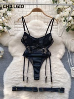 CHILLGIO Women Lace Bodysuits Lingerie Fashion Tight One Piece Combination Catsuits Hot Slim Sexy Fashion Intimate Mesh Rompers