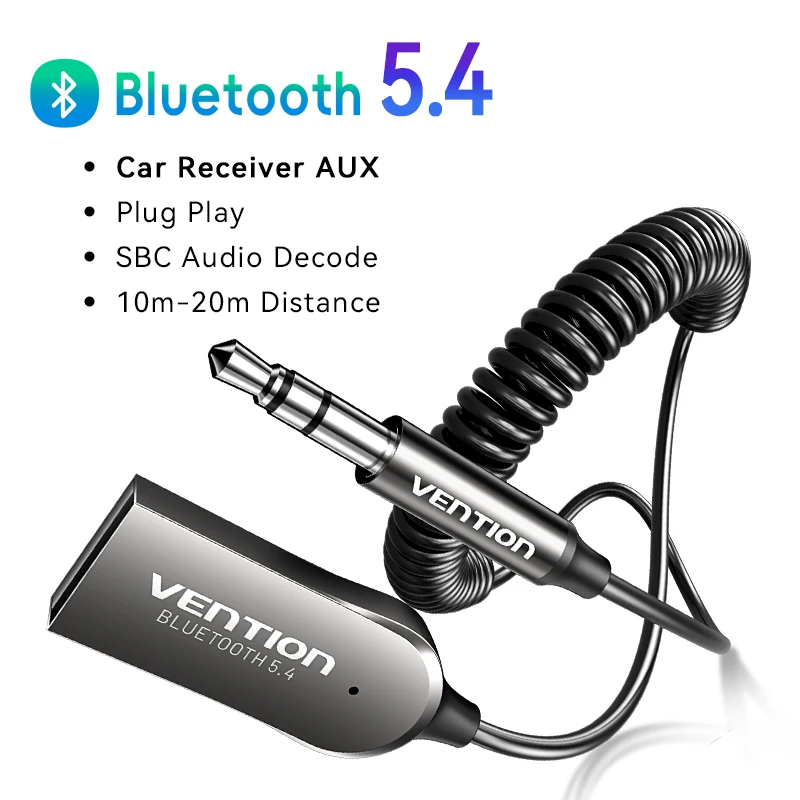 UGREEN 5.4 Bluetooth Car Adapter, [Noise Cancellation] Aux Bluetooth Receiver For Car, 3.5mm Wireless Audio Receiver For Music/Hands-Free Call/Home Stereo/Wired Speaker, 20H Battery Life