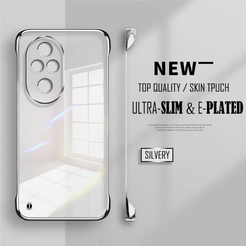 Luxury Plating Transparent Frameless Ultra Thin Case with Clear Lens Protection Cover