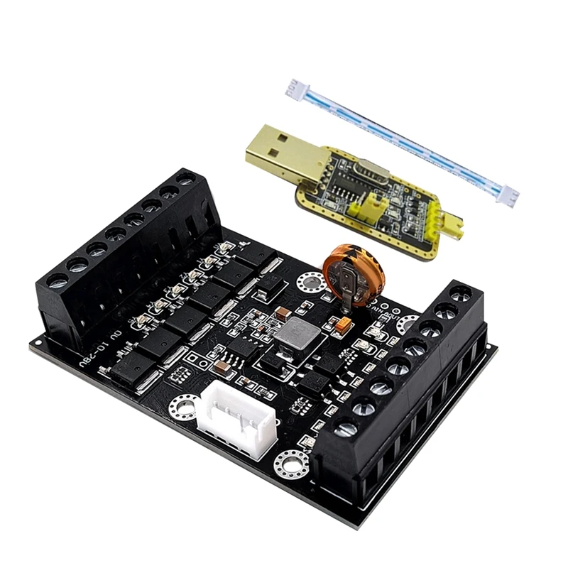 

Retail FX1N-14MT PLC Industrial Control Board+USB-TTL Cable PLC Module Analog Input / Output With Guide Rail Delay Relay Module