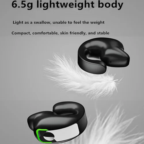 Wireless Bluetooth Headset with Microphone - Sports HiFi Stereo Ear Clip with Touch Control