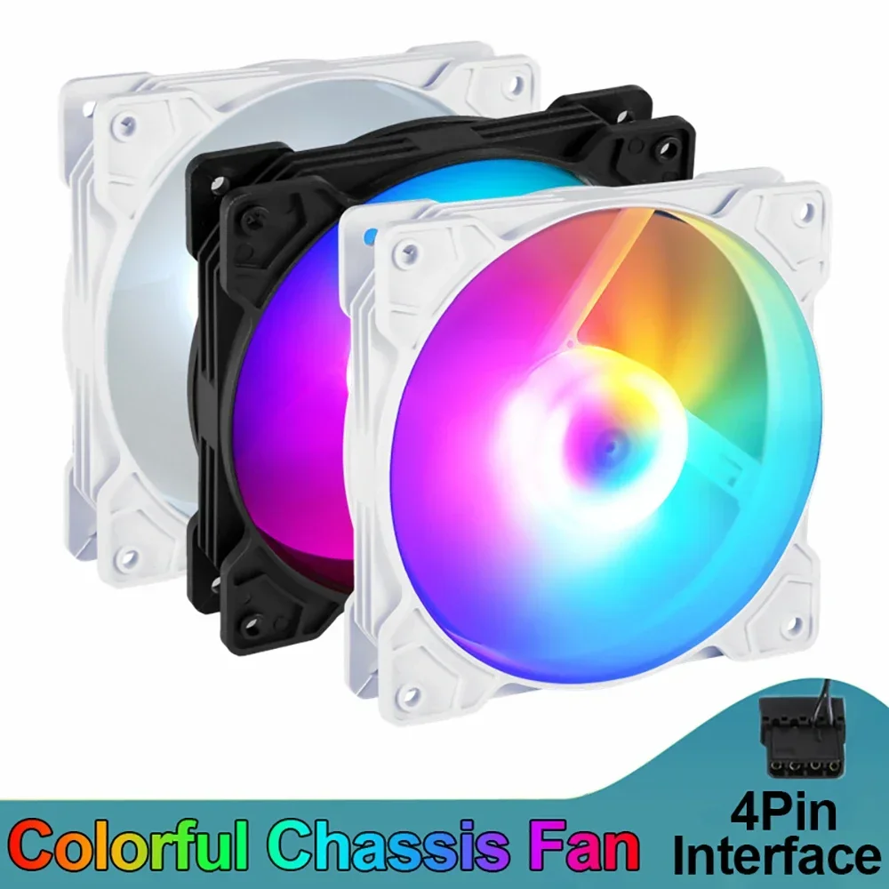 USB Gadgets RGB Colorful Chassis Fan Large 4PIN Air-cooled Silent Cooling Fan Desktop Computer Cooling Ventilateur