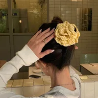 Women's Hair Claw Clip Checkered Yellow Rose Exquisite Grab Clip Hair Grab High End Korean Hair Accessory Flower Head Accessory - Image 2