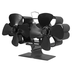 Black Fireplace Fan 8 Blade Heat Powered Stove Fan Log Wood Burner Eco Friendly Quiet Chimenea Fan Home Efficient Heat Distribut