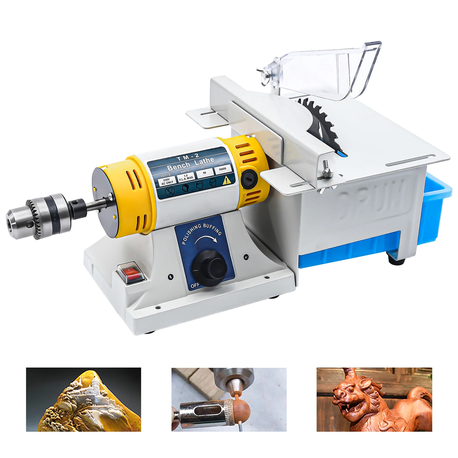 Jewelry Lapidary Saw for Cutting Rocks DIY Lapidary Equipment, 110V Mini Table Saws Grinder Polishing Machine 0-10000r min with Flexible Shaft,Left Be - 5