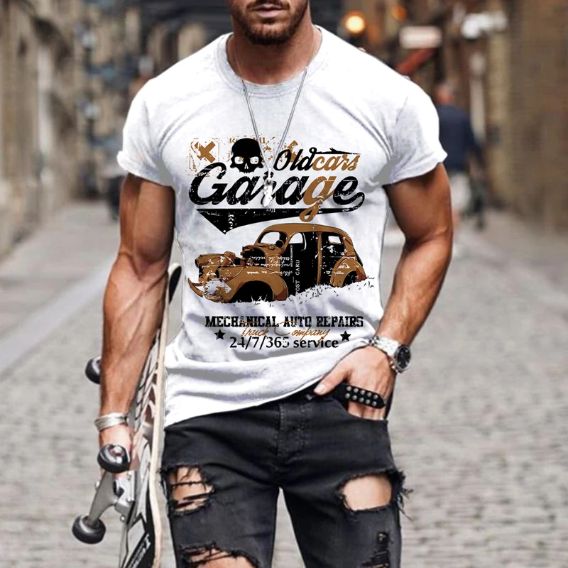 Mens T-Shirt Personality Cartoon car 3D Digital Printing Men Comfortable Short-Sleeve O Neck All-Match Trendy Casual T shirt Man |
