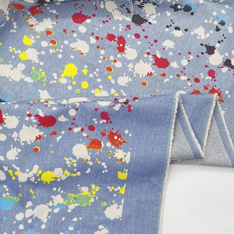 Women's Shirt Clothing Diy Cotton Denim Washed Tie-Dyed Fabric Spring and Autumn High-End Clothing Fabric