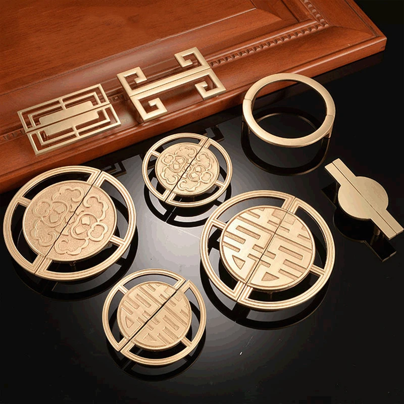 

Zinc Alloy Brushed Copper Door Handles Kitchen Cabinet Handles Gold Solid Drawer Pulls Knobs Cupboard Furniture Handle Hardware