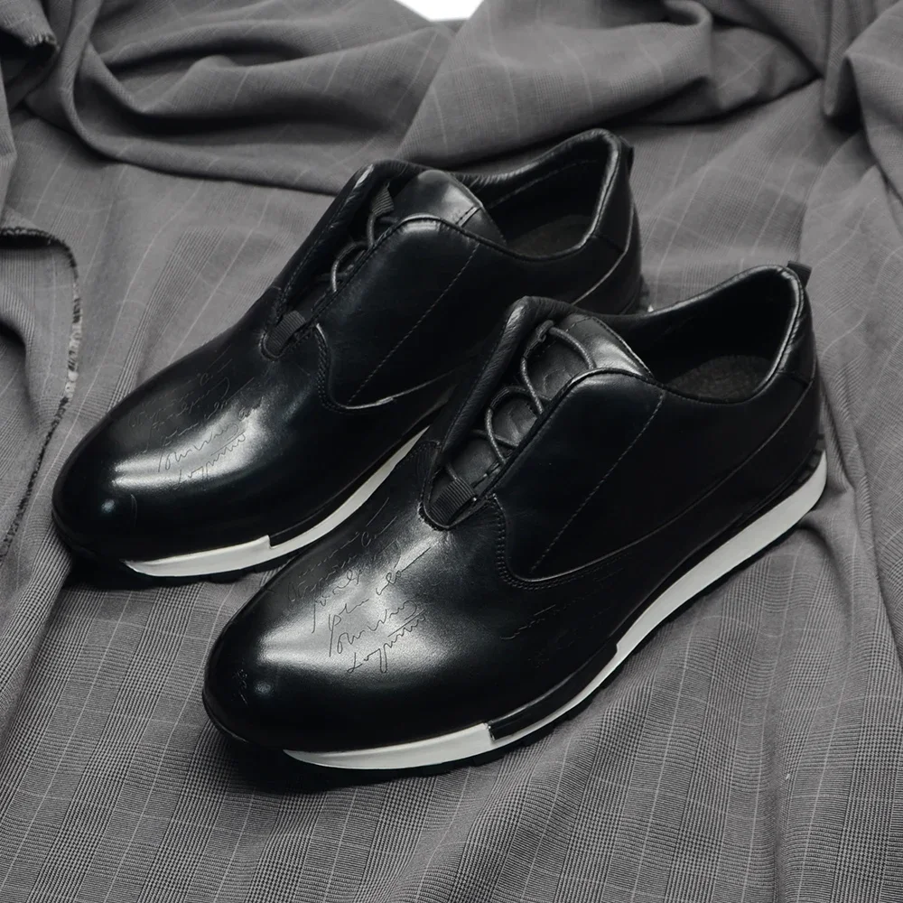 Leather Shoes for Men Classic Brand Designer Business Casual Sneaker Lace-up Oxfords
