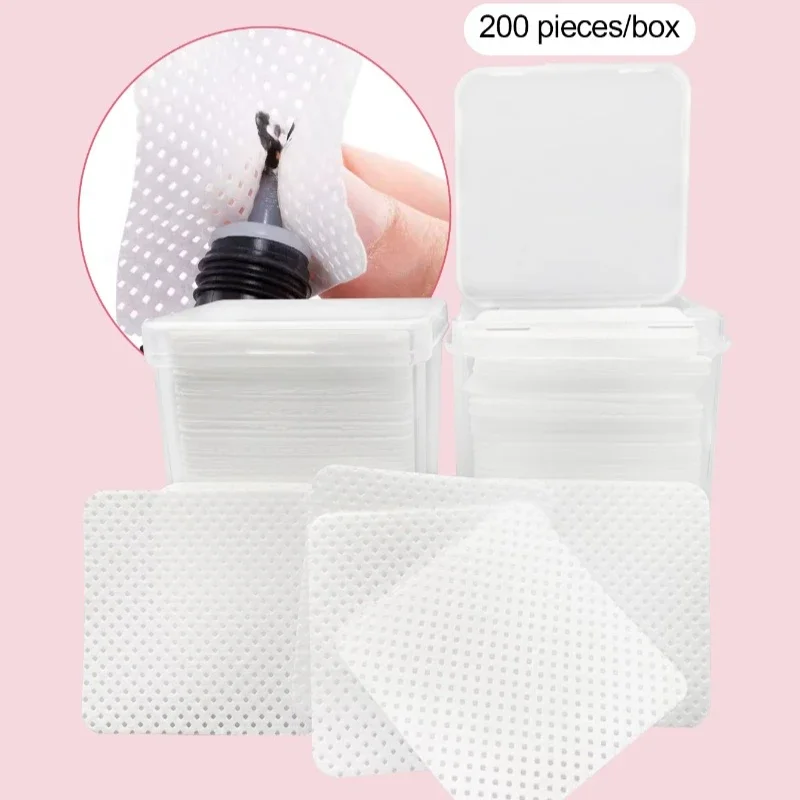 200PCS 일회용 리무버 목화 패드 물티슈 매니큐어 속눈썹 접착제 클리너 보푸라기없는 종이 패드 청소 용품