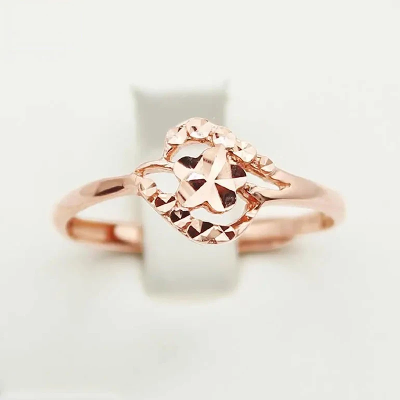 

585 Purple Gold Plated 14K Rose Gold Fresh Flower Engagement Rings for Women Light Luxury Charm Romantic Jewelry for Girlfriend