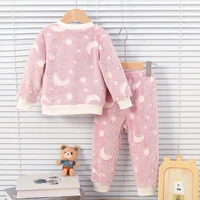 Baby Girl Autumn/Winter Plush Night Fluorescent Home Fur Baby Warm Pajama Set Fashionable and Comfortable Child Accessories 2