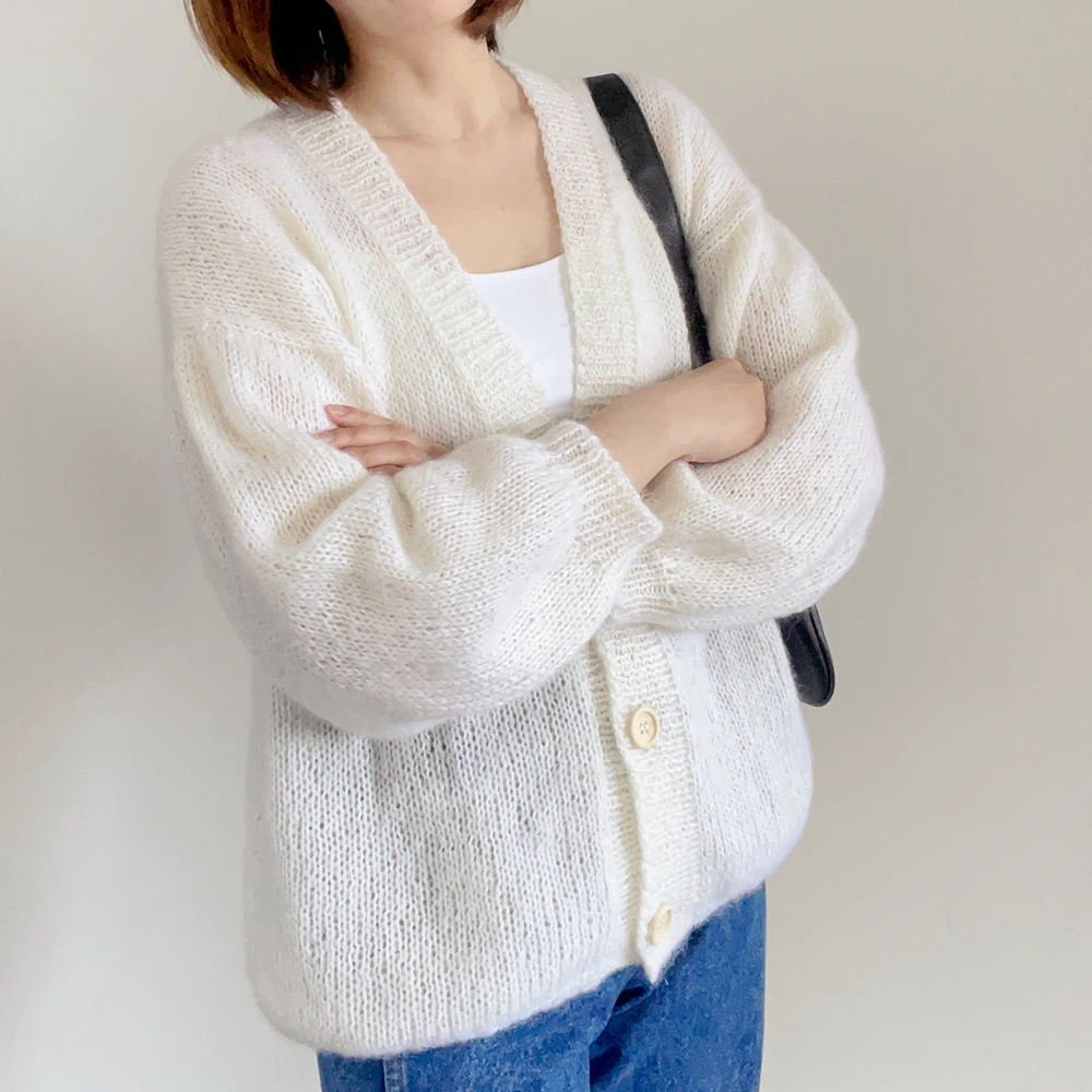 부드러운 캐시미어 오픈 가디건 스웨터 가벼운 봄 가을 수제 뜨개질 비디오 재료 키트 중국 본토에서