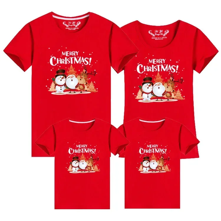 thumbnail image 1 of Camiseta de fiesta navideña familiar, camisetas unisex de algodón para niños, ropa de vacaciones familiares a juego, camisetas navideñas de manga corta con cuello redondo, 1 of 5