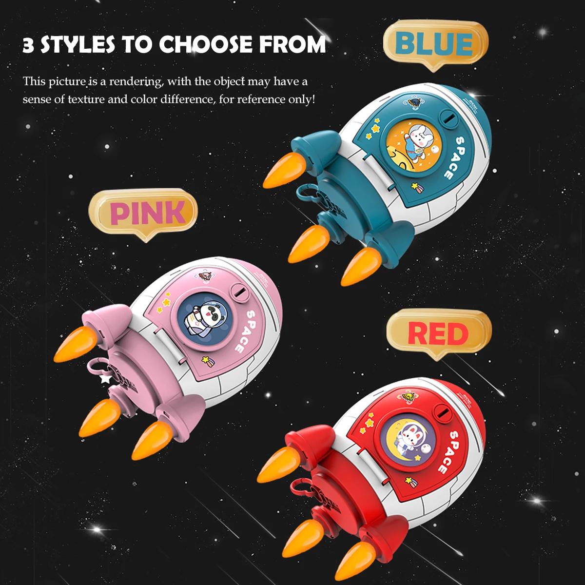 Rocket Piggy Bank Toy Key Unlocking Spacecraft Large Capacity Money Saving Box Gifts for 3+ Boys and Girls