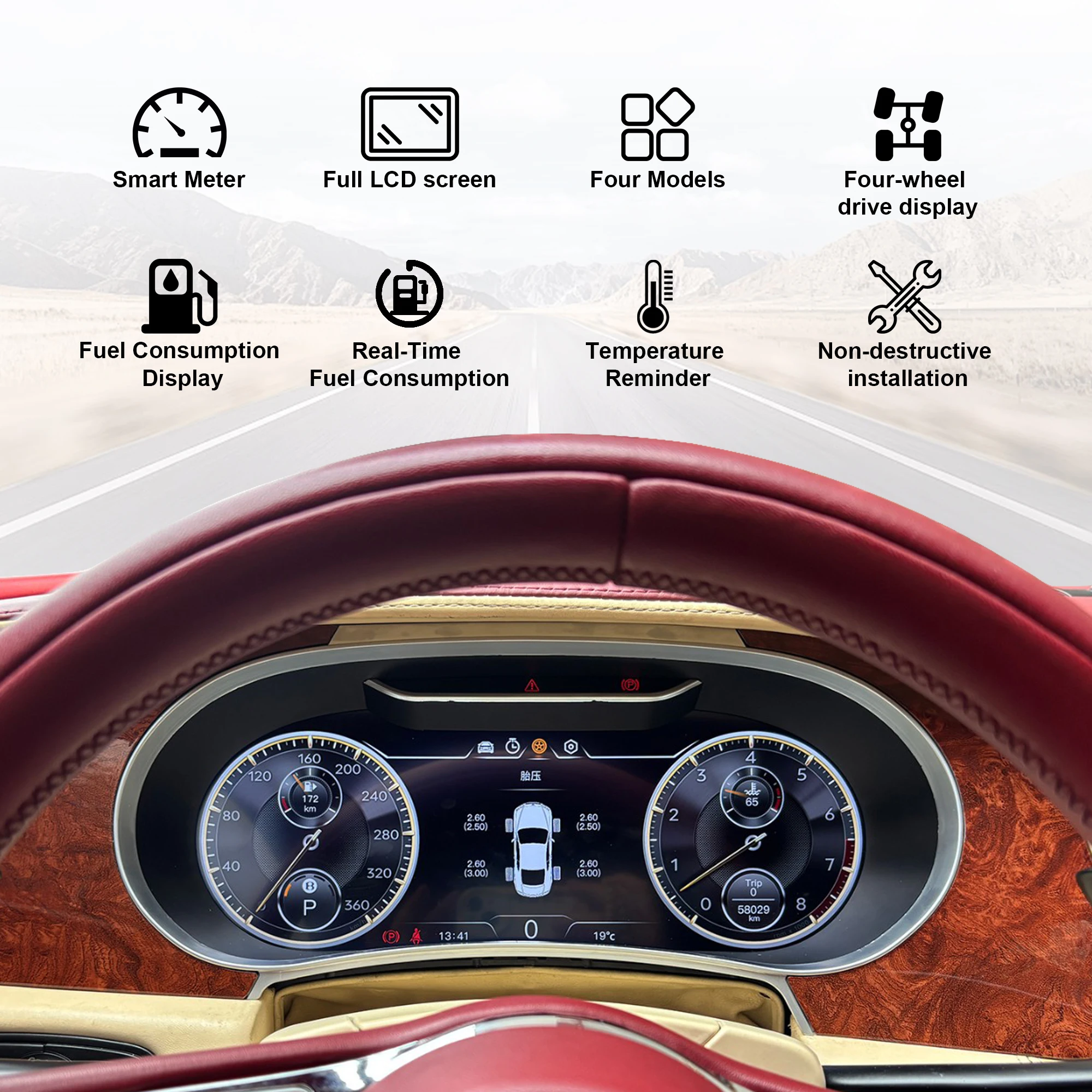 Digital Instrument Cluster For Bentley Flying Spur Continental GT 2005-2012 CarP