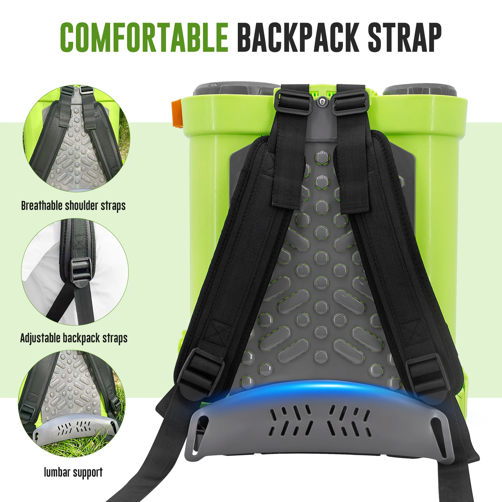 24428-A12391.Jpg hydroseeding agriculture sprayer 4 gallon battery powered backpack sprayer for lush green grass plantation
