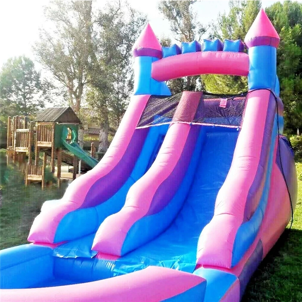 Commercial Grade inflable Water Princess Double bouncy castle slide