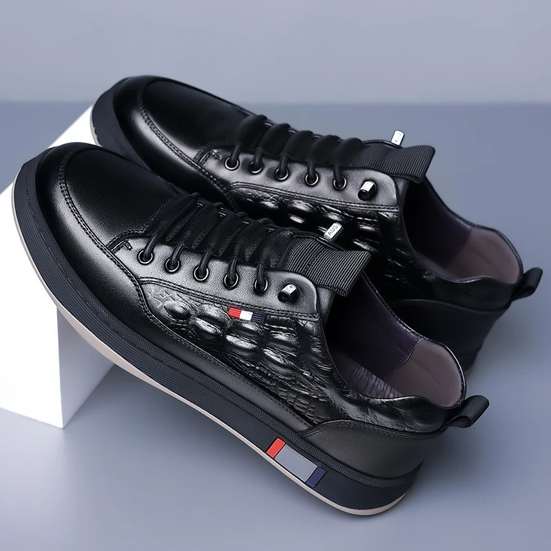 Herren Leder Sneaker, Vulkanisierte Freizeitschuhe Zum Laufen_voghion.com