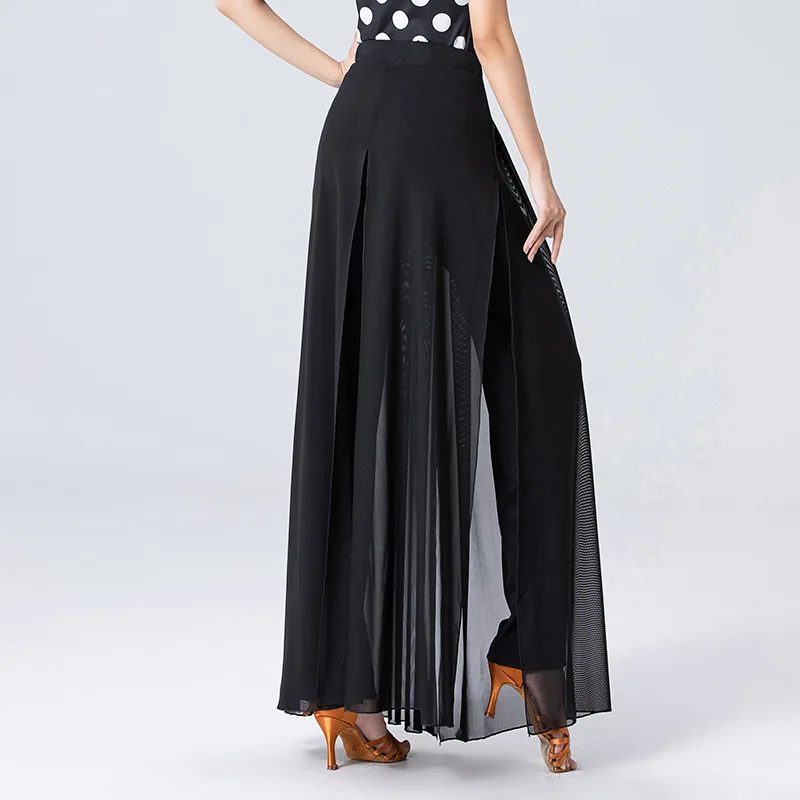 Dance Pants Latin Dance Pants Modern Dance Practice Clothes Trousers Split Ballroom Elastic Waist National Standard Women's Pants