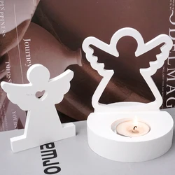 3D Angel Candlestick Silicone Mold DIY Handmade Heart Shape Ornament Molds Plaster Concrete Resin Candle Holder Crafts Home Deco