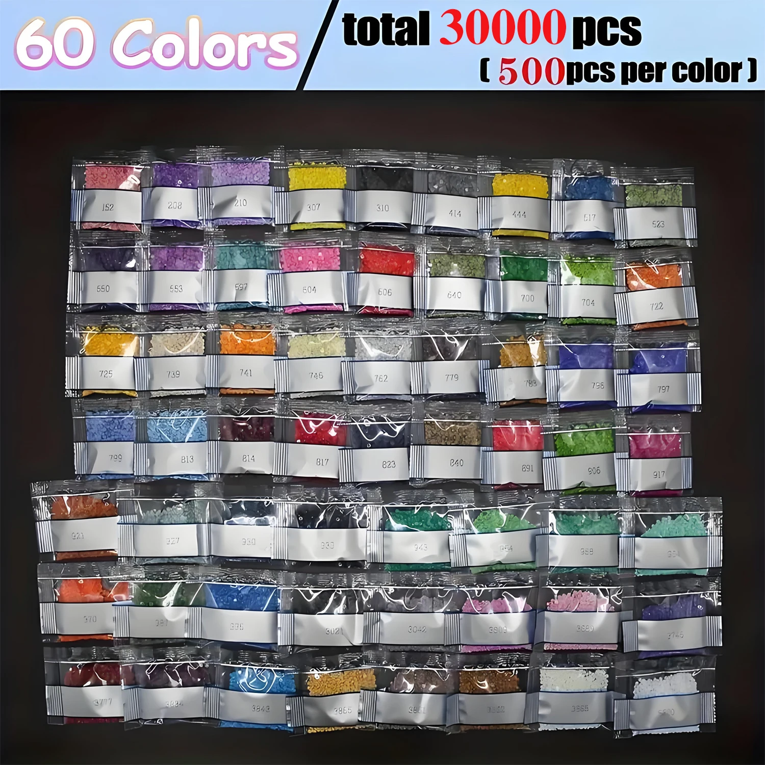 60 Vibrant Colored Diamond Painting Kits (500 Diamonds Each), Suitable for DIY Diamond Painting, Nail Art, and Other Decorations - 5