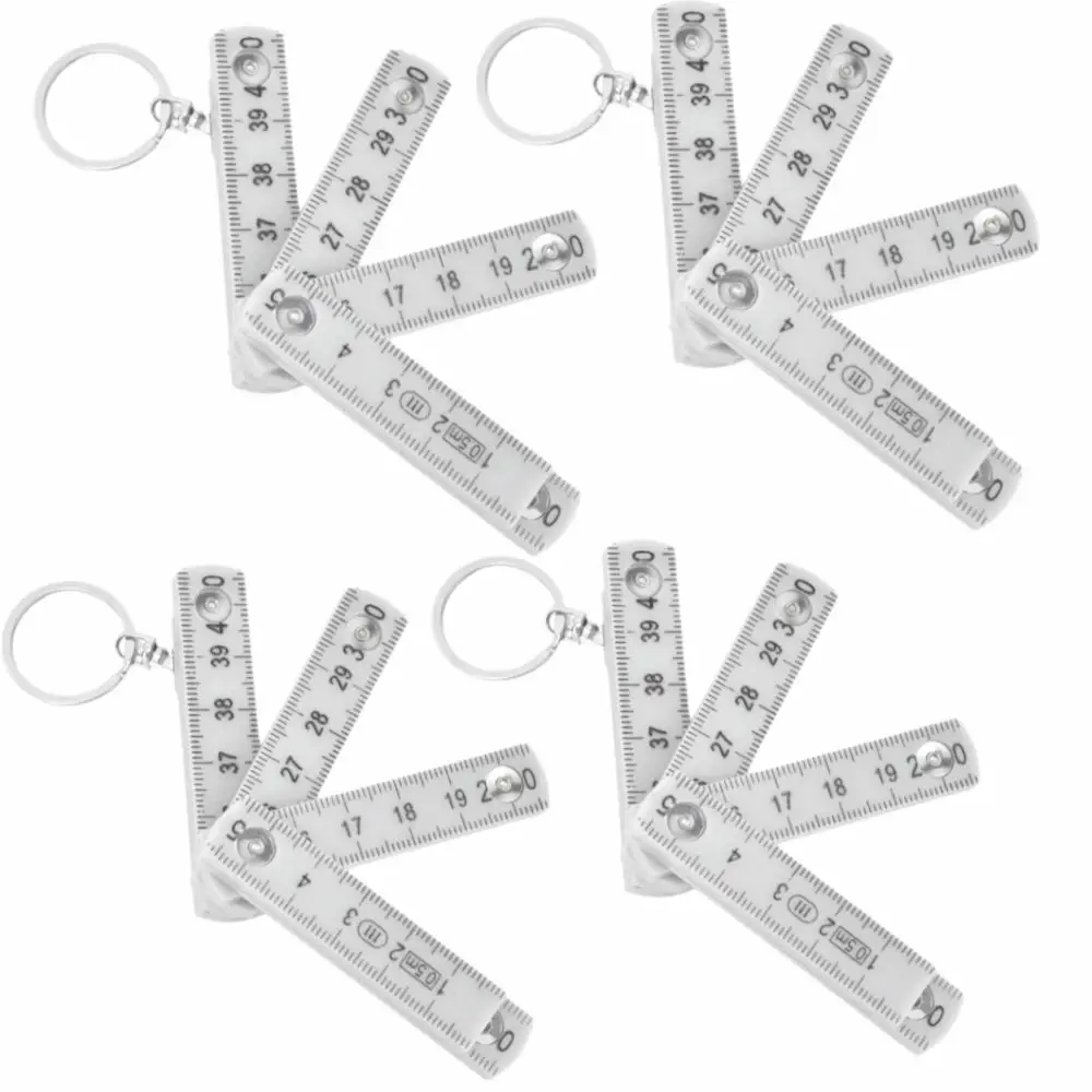 4PCS ABS 접이식 자 양면 흰색/빨간색/녹색 인치/미터법 측정 도구 미니 휴대용 열쇠고리 자 목공 작업용