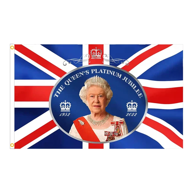 3x5Ft Queen Platinums Jubilee Flag Union Jack Flags Featuring Her Majesty The QueenQueen Elizabeth Jubilee Home Decorations Part 1
