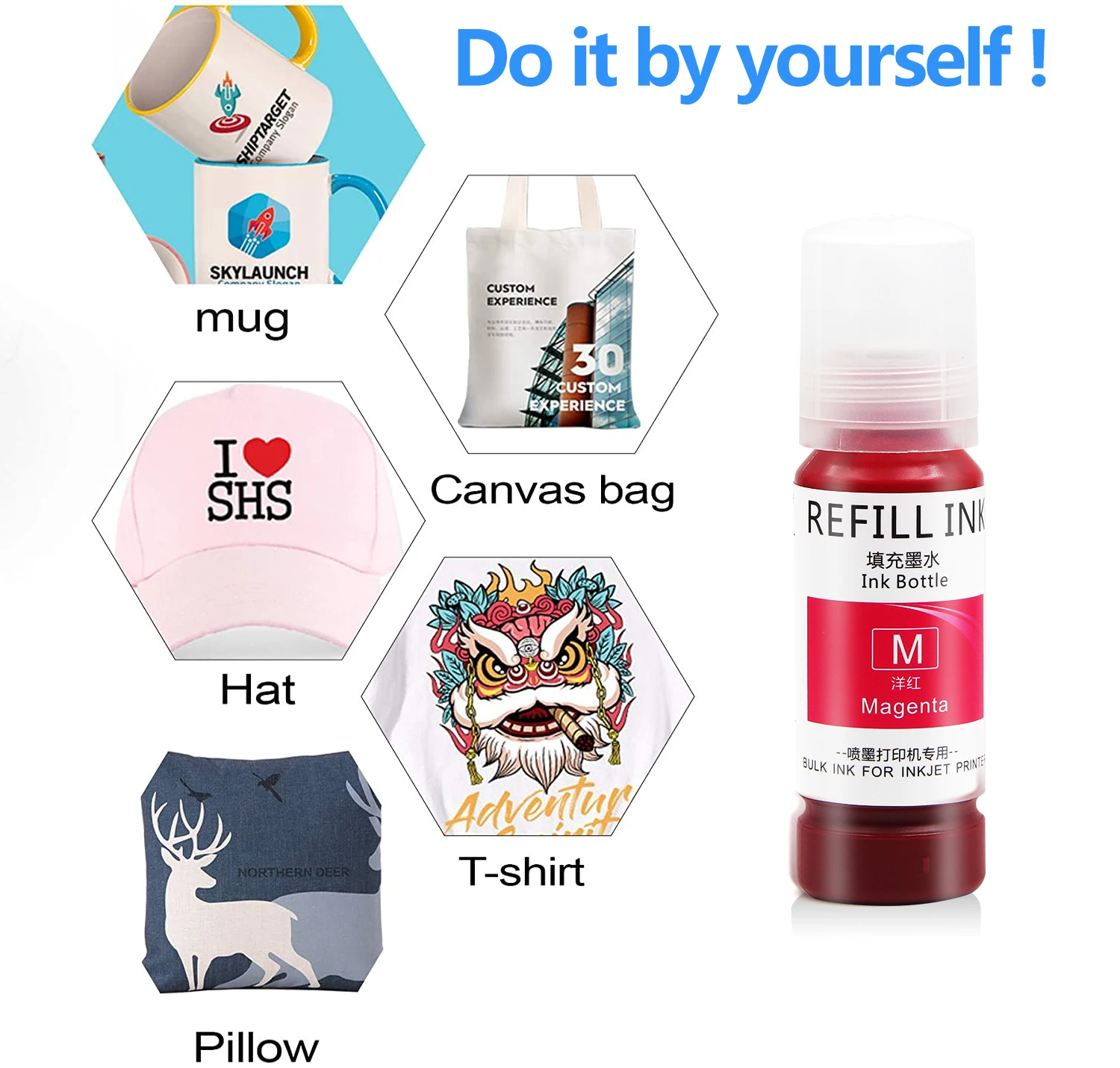 85ML Eco-Tank Sublimation Ink For Epson 011 012 013 014 114 115 552 L8160 L8180 L8168 L8050 ET-8500 ET-8550 T-Shirt Mug Glass dye ink kit,ink refill kit,ink cartridge refill kit